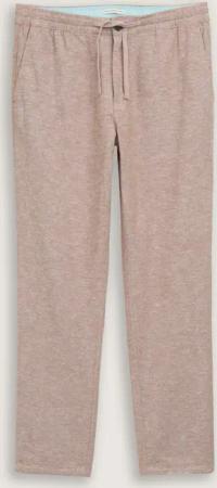 TOM TAILOR Herren Regular Chino Hose mit Leinenanteil, braun, Meliert, Gr. S