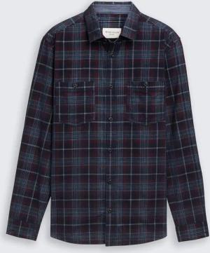 TOM TAILOR Herren Regular Fit Cordhemd mit Karomuster, blau, Kariert, Gr. S