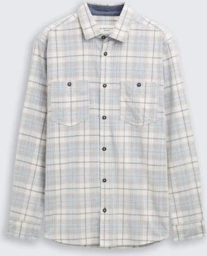 TOM TAILOR Herren Regular Fit Cordhemd mit Karomuster, weiß, Kariert, Gr. S