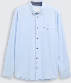 TOM TAILOR Herren Regular Fit Hemd aus Baumwolle, blau, Uni, Gr. M