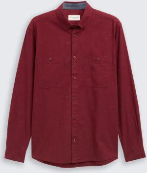 TOM TAILOR Herren Regular Fit Hemd in Melange-Optik, rot, Meliert, Gr. M