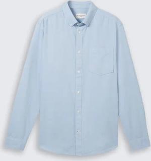 TOM TAILOR Herren Regular Fit Hemd mit Brusttasche, blau, Meliert, Gr. M