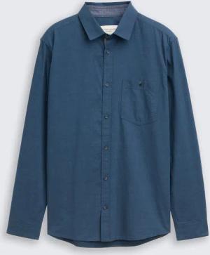 TOM TAILOR Herren Regular Fit Hemd mit Brusttasche, blau, Meliert, Gr. XS