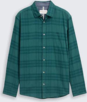 TOM TAILOR Herren Regular Fit Hemd mit Logo-Stickerei, grün, Kariert, Gr. XXL