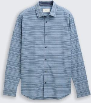 TOM TAILOR Herren Regular Fit Hemd mit Streifenmuster, blau, Meliert, Gr. XXL