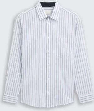 TOM TAILOR Herren Regular Fit Hemd mit Streifenmuster, weiß, Gestreift, Gr. XS