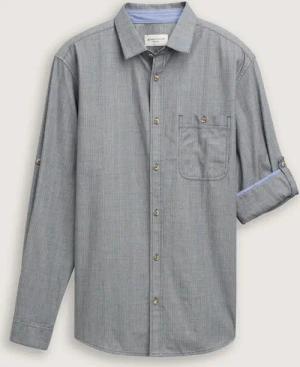 TOM TAILOR Herren Regular Fit Hemd mit verstellbarer Ärmellänge, blau, Uni, Gr. S