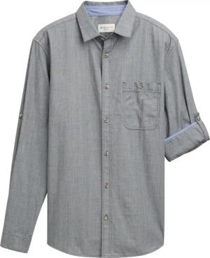TOM TAILOR Herren Regular Fit Hemd mit verstellbarer Ärmellänge, blau, Uni, Gr. S