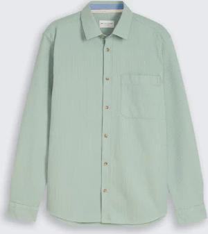 TOM TAILOR Herren Regular Fit Hemd mit Waffelstruktur, grün, Uni, Gr. L