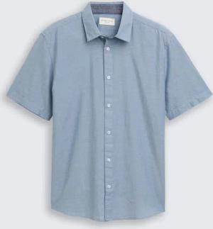 TOM TAILOR Herren Regular Fit Kurzarmhemd aus Baumwolle, blau, Meliert, Gr. XXL