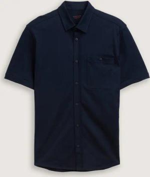 TOM TAILOR Herren Regular Fit Kurzarmhemd aus Baumwolle, blau, Uni, Gr. S