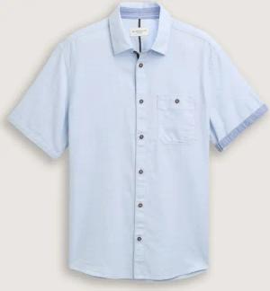 TOM TAILOR Herren Regular Fit Kurzarmhemd mit Brusttasche, blau, Meliert, Gr. S