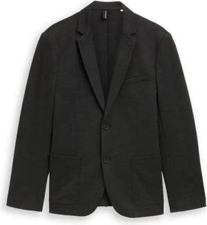 TOM TAILOR Herren Regular Fit Piqué Sakko, schwarz, Meliert, Gr. 50