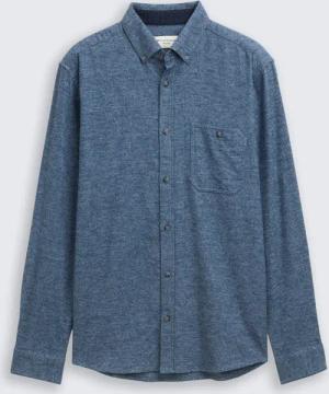 TOM TAILOR Herren Regular Fit Soft-Touch Hemd in Melange-Optik, blau, Meliert, Gr. XS