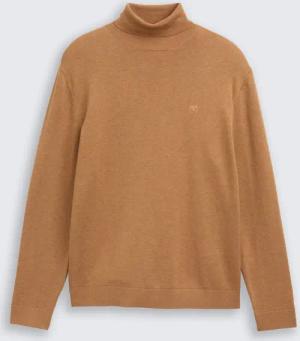 TOM TAILOR Herren Rollkragenpullover aus Baumwolle, braun, Meliert, Gr. XL