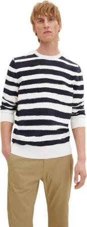 Tom Tailor Herren Rundhals Pullover PRINTED STRIPE KNITTER - Regular Fit