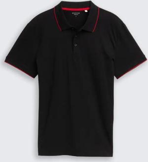 TOM TAILOR Herren Slim Fit Jersey Poloshirt mit Stretch, schwarz, Uni, Gr. XXL
