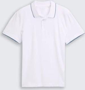 TOM TAILOR Herren Slim Fit Jersey Poloshirt mit Stretch, weiß, Uni, Gr. XXXL