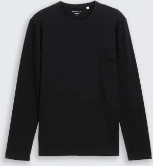 TOM TAILOR Herren Slim Fit Langarmshirt mit Stretch, schwarz, Uni, Gr. XXL