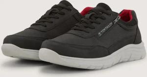 TOM TAILOR Herren Sneaker aus strukturiertem Lederimitat, schwarz, Uni, Gr. 43