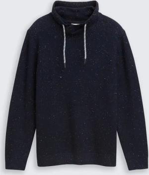 TOM TAILOR Herren Snood Strickpullover in Melange-Optik, blau, Meliert, Gr. XXL