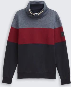 TOM TAILOR Herren Snood Sweatshirt mit Colour Blocking, rot, Colour Blocking, Gr. XXXL