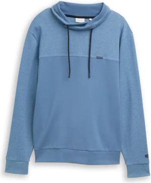 TOM TAILOR Herren Snood Sweatshirt mit Struktur-Mix, blau, Meliert, Gr. S