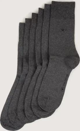 TOM TAILOR Herren Socken im 6er-Pack, grau, Uni, Gr. 43-46