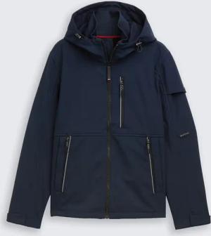 TOM TAILOR Herren Softshell Jacke mit Kapuze, blau, Uni, Gr. L