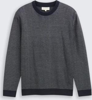 TOM TAILOR Herren Strickpullover aus Baumwolle, blau, Meliert, Gr. S