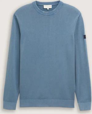 TOM TAILOR Herren Strickpullover aus Baumwolle, blau, Uni, Gr. S