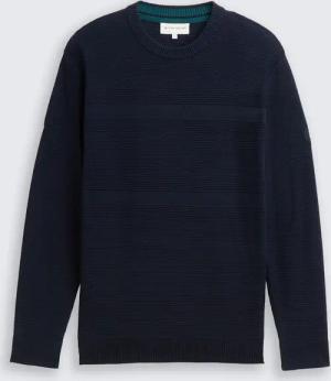 TOM TAILOR Herren Strickpullover aus Baumwolle, blau, Uni, Gr. S