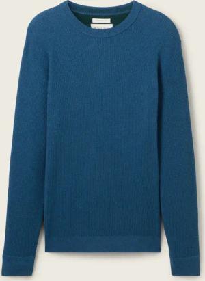 TOM TAILOR Herren Strickpullover aus Baumwolle, blau, Uni, Gr. XL