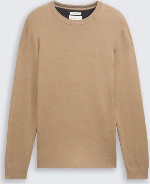 TOM TAILOR Herren Strickpullover aus Baumwolle, braun, Meliert, Gr. XL