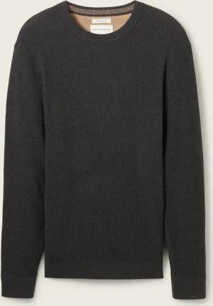 TOM TAILOR Herren Strickpullover aus Baumwolle, schwarz, Uni, Gr. XXXL