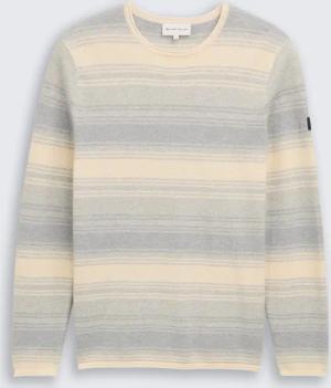 TOM TAILOR Herren Strickpullover im Streifenmuster, weiß, Gestreift, Gr. XXL