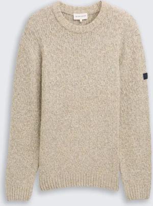 TOM TAILOR Herren Strickpullover in Melange-Optik, weiß, Meliert, Gr. S