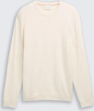 TOM TAILOR Herren Strickpullover mit Kaschmir-Anteil, weiß, Meliert, Gr. XL