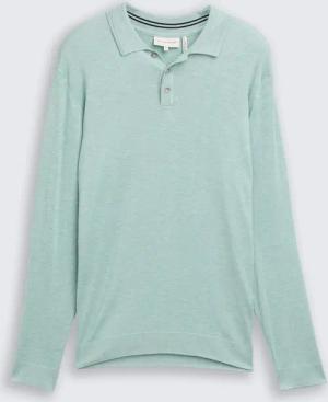 TOM TAILOR Herren Strickpullover mit Polokragen, grün, Meliert, Gr. M