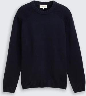 TOM TAILOR Herren Strickpullover mit Ripp-Details, blau, Meliert, Gr. S