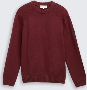 TOM TAILOR Herren Strickpullover mit Ripp-Details, rot, Meliert, Gr. XL