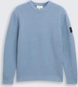 TOM TAILOR Herren Strickpullover mit Rundhalsausschnitt, blau, Uni, Gr. S