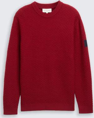 TOM TAILOR Herren Strickpullover mit Rundhalsausschnitt, rot, Uni, Gr. XXL