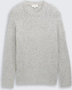 TOM TAILOR Herren Strickpullover mit Strukturmix, grau, Meliert, Gr. S