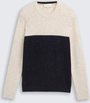 TOM TAILOR Herren Strickpullover mit Strukturmix, weiß, Colour Blocking, Gr. XL