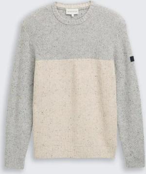 TOM TAILOR Herren Strickpullover mit Strukturmix, weiß, Colour Blocking, Gr. XXXL