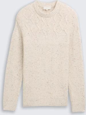 TOM TAILOR Herren Strickpullover mit Strukturmix, weiß, Meliert, Gr. L