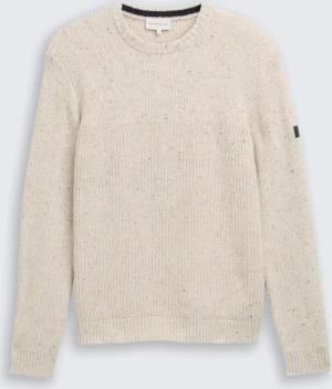 TOM TAILOR Herren Strickpullover mit Strukturmix, weiß, Meliert, Gr. XXL