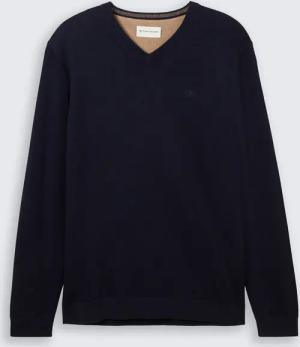 TOM TAILOR Herren Strickpullover mit V-Ausschnitt, blau, Meliert, Gr. XXXL