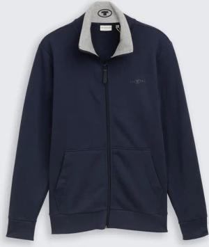 TOM TAILOR Herren Sweatjacke mit Stehkragen, blau, Uni, Gr. XXL